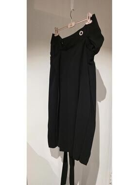 LIMI - Black Feu Polyester Pleated Wrap Skirt Midi Length Made In Japan